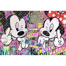 Lade das Bild in den Galerie-Viewer, Leinwandbild Micki Minni Pop Art Comic Querformat