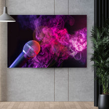 Lade das Bild in den Galerie-Viewer, Acrylglasbild Mikrofon in buntem Rauch Querformat