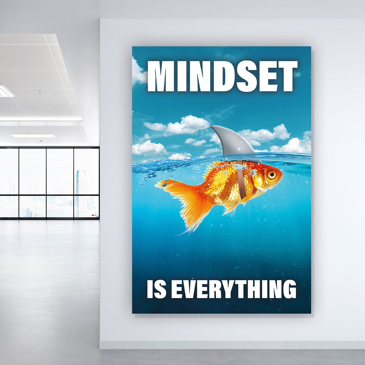 Leinwandbild Mindset is everything fish im Hochformat, Aufhängefertig &  Versandkostenfrei – Wandguru