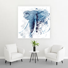 Lade das Bild in den Galerie-Viewer, Acrylglasbild Modern Art Elefant Blau Quadrat