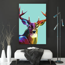 Lade das Bild in den Galerie-Viewer, Leinwandbild Modern Art Hirsch geometrisch Hochformat