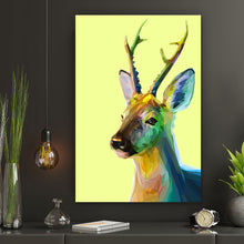Lade das Bild in den Galerie-Viewer, Acrylglasbild Modern Art Hirsch Junior geometrisch Hochformat