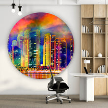 Lade das Bild in den Galerie-Viewer, Aluminiumbild Modern Art Skyline Bunt Kreis