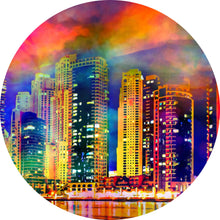 Lade das Bild in den Galerie-Viewer, Aluminiumbild Modern Art Skyline Bunt Kreis