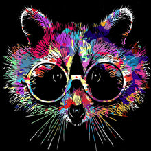 Lade das Bild in den Galerie-Viewer, Leinwandbild Modern art Waschbär mit Brille Quadrat