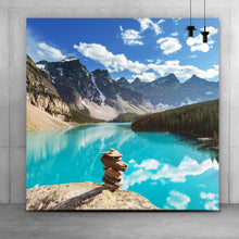 Lade das Bild in den Galerie-Viewer, Aluminiumbild Moraine Lake in Kanada Quadrat