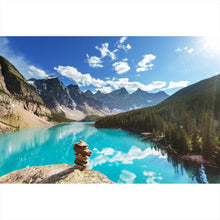Lade das Bild in den Galerie-Viewer, Aluminiumbild gebürstet Moraine Lake in Kanada Querformat