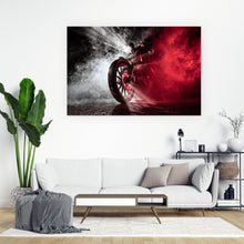 Lade das Bild in den Galerie-Viewer, Poster Motorrad Chopper in nebliger Nacht Querformat
