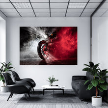 Lade das Bild in den Galerie-Viewer, Poster Motorrad Chopper in nebliger Nacht Querformat