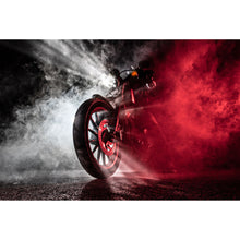 Lade das Bild in den Galerie-Viewer, Spannrahmenbild Motorrad Chopper in nebliger Nacht Querformat
