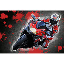 Lade das Bild in den Galerie-Viewer, Poster Motorradfahrer Abstrakt Querformat