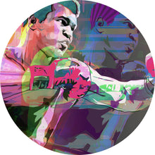 Lade das Bild in den Galerie-Viewer, Aluminiumbild gebürstet Muhammad Ali Pop Art Kreis