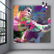 Lade das Bild in den Galerie-Viewer, Aluminiumbild gebürstet Muhammad Ali Pop Art Quadrat