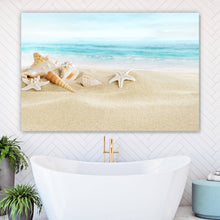 Lade das Bild in den Galerie-Viewer, Acrylglasbild Muscheln am Sandstrand Querformat