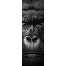 Lade das Bild in den Galerie-Viewer, Acrylglasbild Nahaufnahme Gorilla auf schwarzem Hintergrund Panorama Hoch