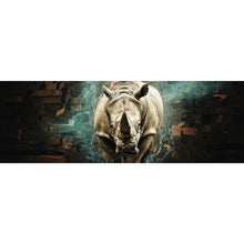Lade das Bild in den Galerie-Viewer, Spannrahmenbild Nashorn bricht durch die Wand Panorama