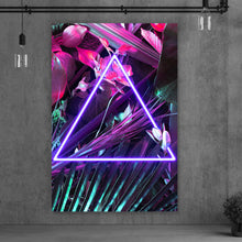Lade das Bild in den Galerie-Viewer, Leinwandbild Neon Dreieck im Dschungel Hochformat