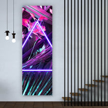 Lade das Bild in den Galerie-Viewer, Acrylglasbild Neon Dreieck im Dschungel Panorama Hoch