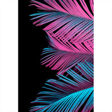 Lade das Bild in den Galerie-Viewer, Spannrahmenbild Neon Palmblätter Hochformat