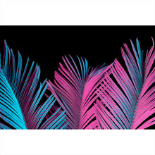 Lade das Bild in den Galerie-Viewer, Aluminiumbild gebürstet Neon Palmblätter Querformat
