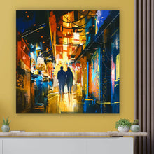 Lade das Bild in den Galerie-Viewer, Leinwandbild Night Life Digital Art Quadrat
