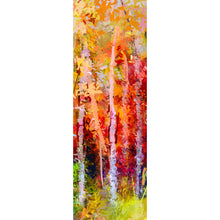 Lade das Bild in den Galerie-Viewer, Aluminiumbild gebürstet Gemälde Bunte Herbstlandschaft Panorama Hoch