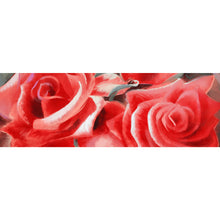 Lade das Bild in den Galerie-Viewer, Leinwandbild Gemälde Rote Rosen Panorama