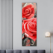 Lade das Bild in den Galerie-Viewer, Aluminiumbild gebürstet Gemälde Rote Rosen Panorama Hoch