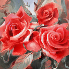 Lade das Bild in den Galerie-Viewer, Leinwandbild Gemälde Rote Rosen Quadrat
