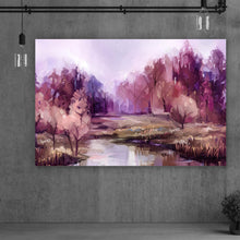 Lade das Bild in den Galerie-Viewer, Aluminiumbild gebürstet Gemälde bunte Bäume Querformat