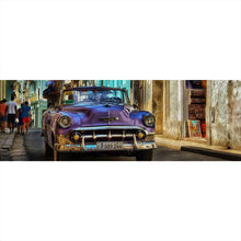 Lade das Bild in den Galerie-Viewer, Leinwandbild Oldtimer Lila Panorama