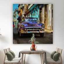 Lade das Bild in den Galerie-Viewer, Spannrahmenbild Oldtimer Lila Quadrat