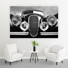 Lade das Bild in den Galerie-Viewer, Aluminiumbild gebürstet Oldtimer Schwarz-Weiß Querformat