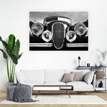 Lade das Bild in den Galerie-Viewer, Leinwandbild Oldtimer Schwarz-Weiß Querformat
