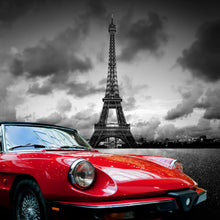 Lade das Bild in den Galerie-Viewer, Poster Oldtimer vor dem Eiffelturm Quadrat