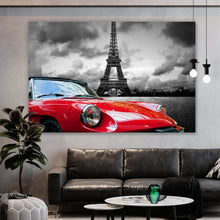 Lade das Bild in den Galerie-Viewer, Poster Oldtimer vor dem Eiffelturm Querformat