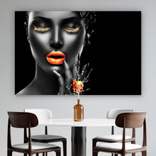 Lade das Bild in den Galerie-Viewer, Acrylglasbild Orangene Lippen No. 2 Querformat
