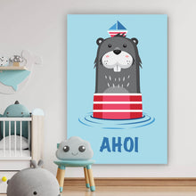 Lade das Bild in den Galerie-Viewer, Aluminiumbild Otter im Meer Ahoi Hochformat