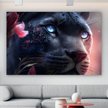 Lade das Bild in den Galerie-Viewer, Leinwandbild Panther Digital Art Querformat