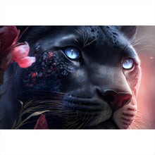 Lade das Bild in den Galerie-Viewer, Leinwandbild Panther Digital Art Querformat