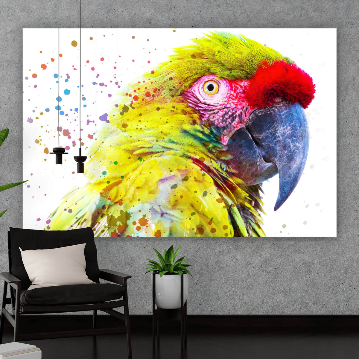 Leinwandbild Papagei Digital Art im Querformat, Aufhängefertig &  Versandkostenfrei – Wandguru