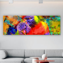 Lade das Bild in den Galerie-Viewer, Spannrahmenbild Papageien Paar Modern Art Panorama