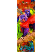 Lade das Bild in den Galerie-Viewer, Spannrahmenbild Papageien Paar Modern Art Panorama Hoch