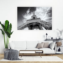 Lade das Bild in den Galerie-Viewer, Poster Paris Eiffelturm Schwarz Weiß Querformat