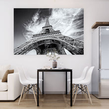 Lade das Bild in den Galerie-Viewer, Poster Paris Eiffelturm Schwarz Weiß Querformat