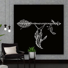 Lade das Bild in den Galerie-Viewer, Leinwandbild Pfeil mit Federn Quadrat