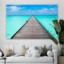 Lade das Bild in den Galerie-Viewer, Poster Pier über blauem Meer Querformat