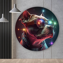 Lade das Bild in den Galerie-Viewer, Aluminiumbild Pitbull galaktisch Digital Art Kreis