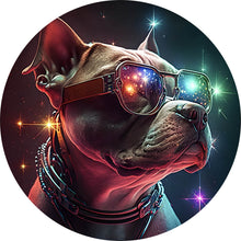 Lade das Bild in den Galerie-Viewer, Aluminiumbild gebürstet Pitbull galaktisch Digital Art Kreis