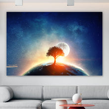 Lade das Bild in den Galerie-Viewer, Leinwandbild Planet Erde im Weltraum Querformat